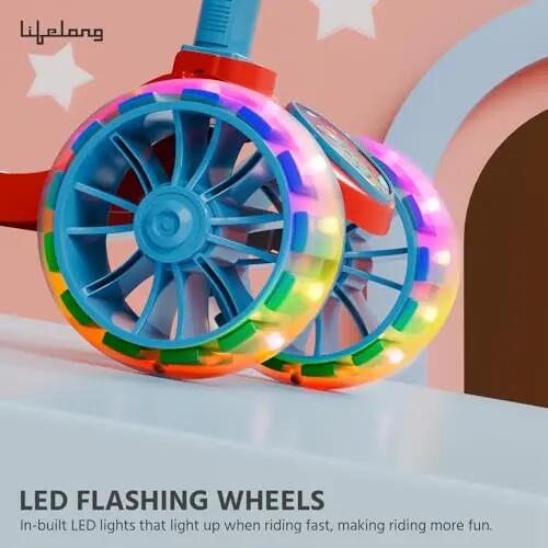 Lifelong Scooter for Kids 3+ Years - Foldable with PVC Wheels & Adjustable Height - Kick Scooter Capacity 50kg- for 3+ Year Old boy & Girl - Skate Scooter (Red/Blue) -  4