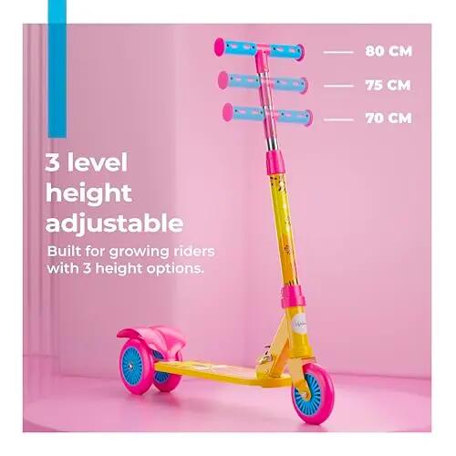 Lifelong Kick Scooter Adjustable Height, Foldable Design, with Side Stand, Skate Scooter for Kids, 6month Manufacturers Warranty, 50Kg Weight Capacity, (Yellow & Pink) -  4
