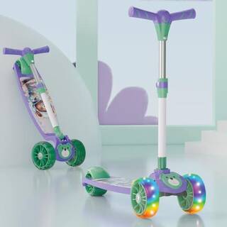 Lifelong Scooter for Kids 3+ Years - Foldable with LED Wheels & Adjustable Height - Kick Scooter Capacity 50kg- for 3+ Year Old boy & Girl - Skate Scooter (Purple/Green)