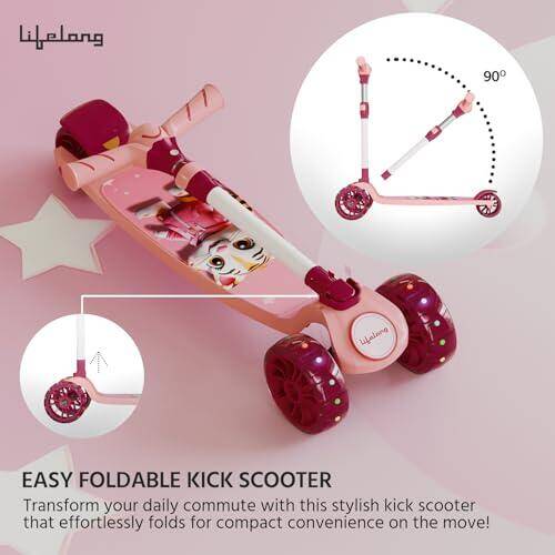 Lifelong Scooter for Kids 3+ Years - Foldable Kids with PVC Wheels & Adjustable Height - Kick Capacity 50kg- Baby Toys for 3+ Year Old boy & Girl - Skate (LLKS17) -  5