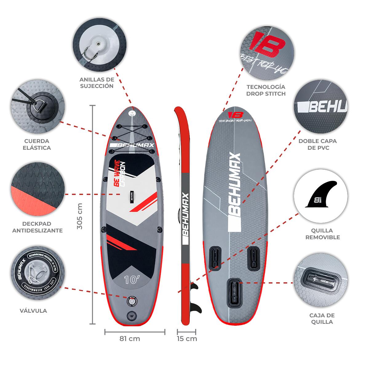 Tabla de Paddle Surf Behumax Be Wave Carbon 10' 3/6