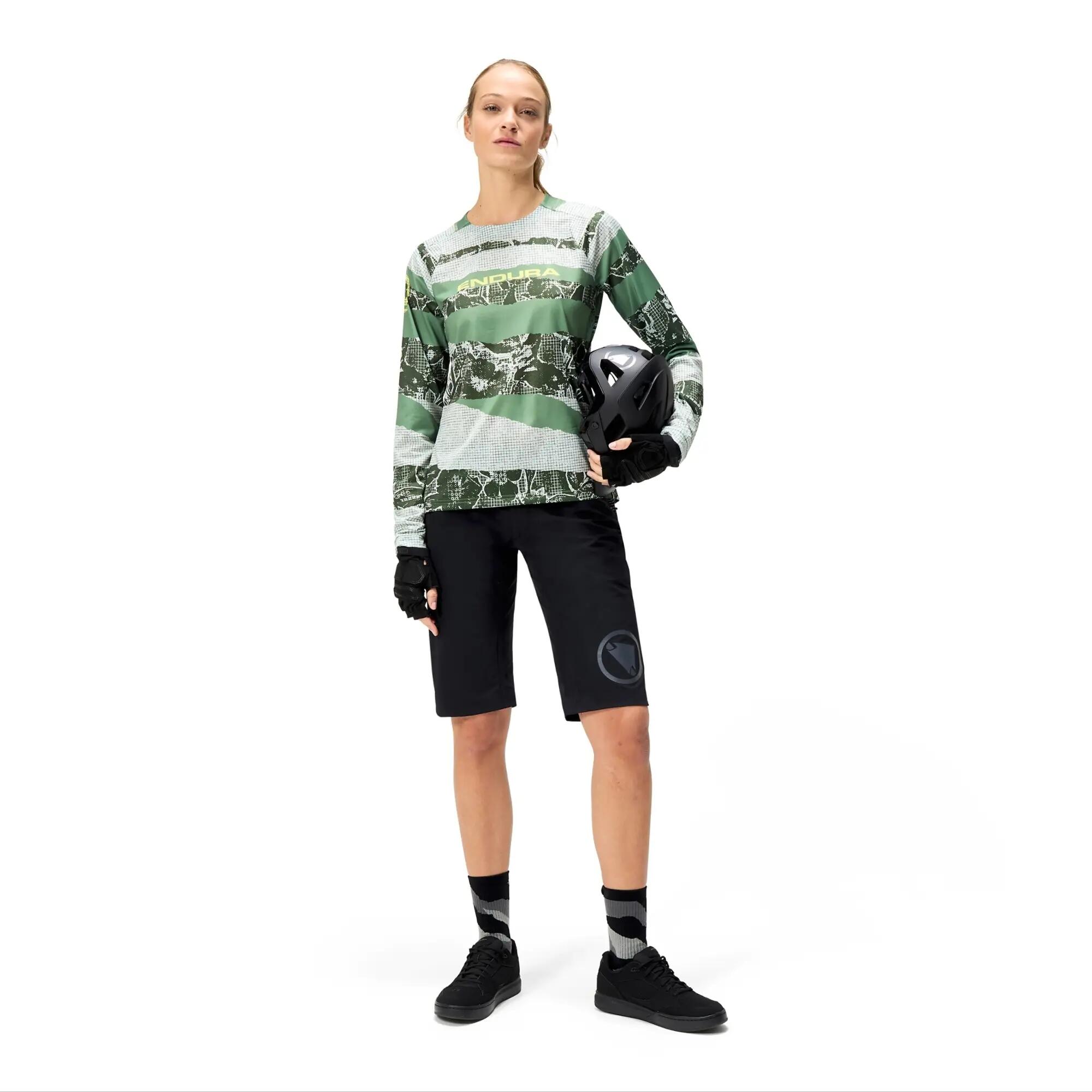 8214 T-shirt slim manches longues imprimé Machair Green 2/3