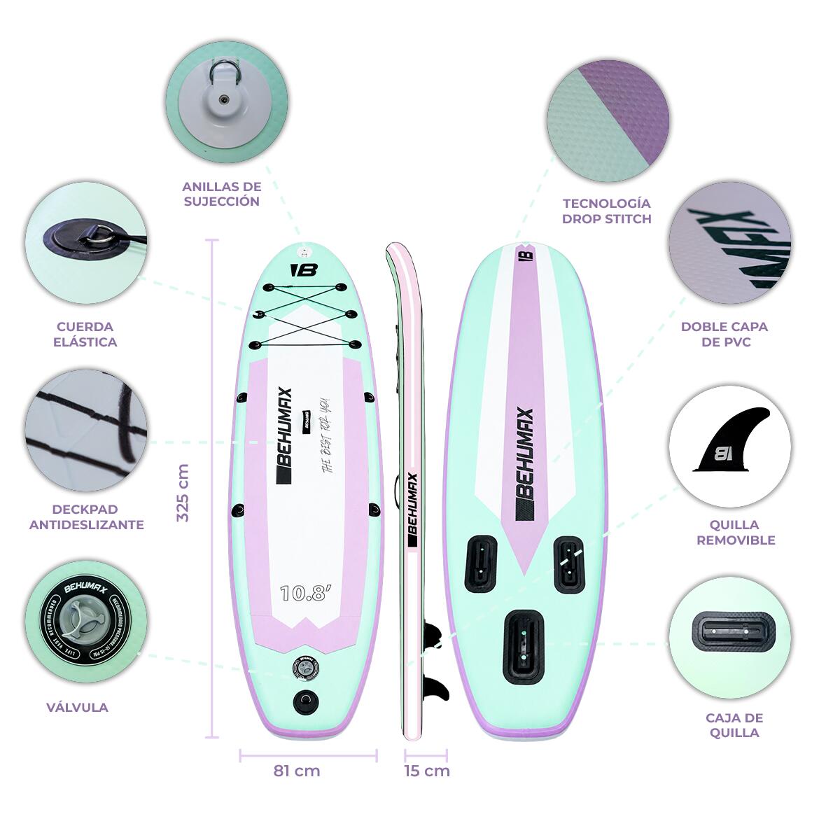 Prancha Stand up Paddle Behumax Be Wave Oasis 10 3/7