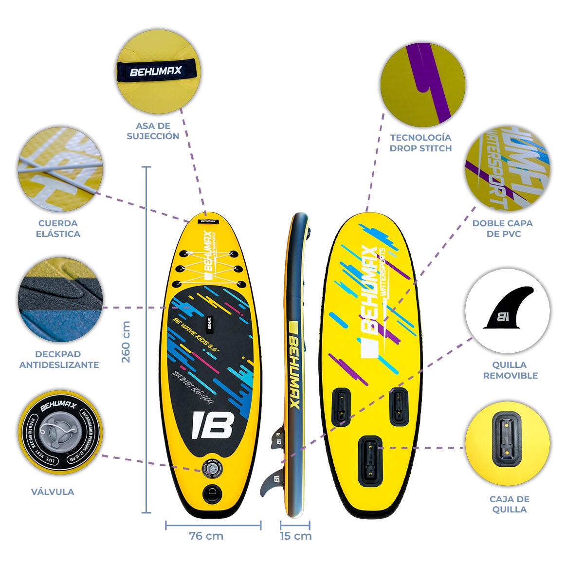 Prancha de Stand up Paddle Surf Be Wave kids 8.6 3/5