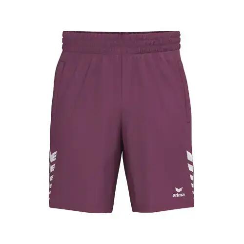 565 Erima 6-Strip Training Shorts, Red, Mid Waist