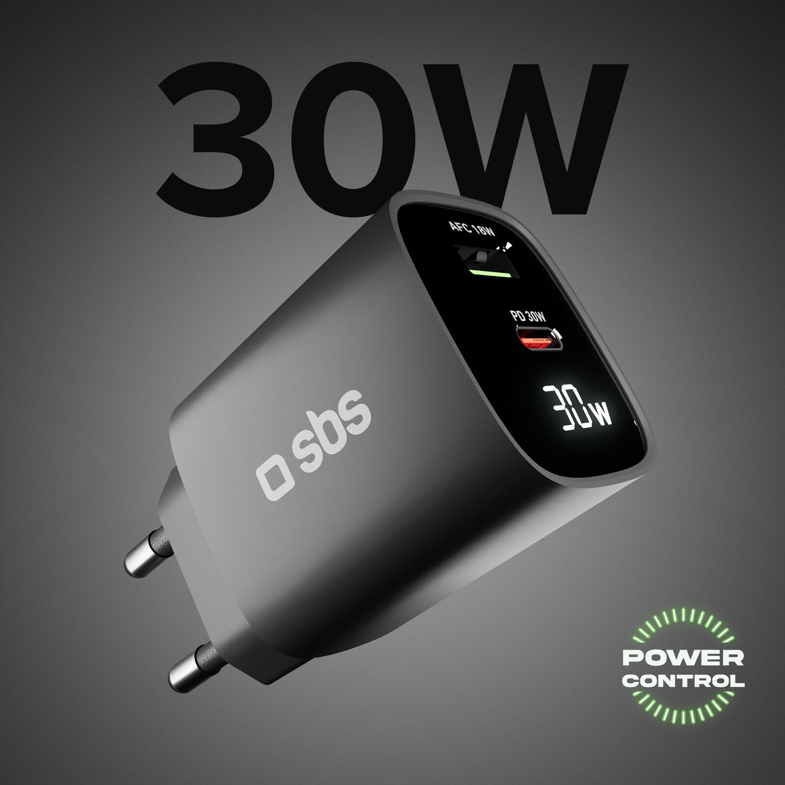 Chargeur mural LCD USB‑C 30W + USB‑A 18W 2/7