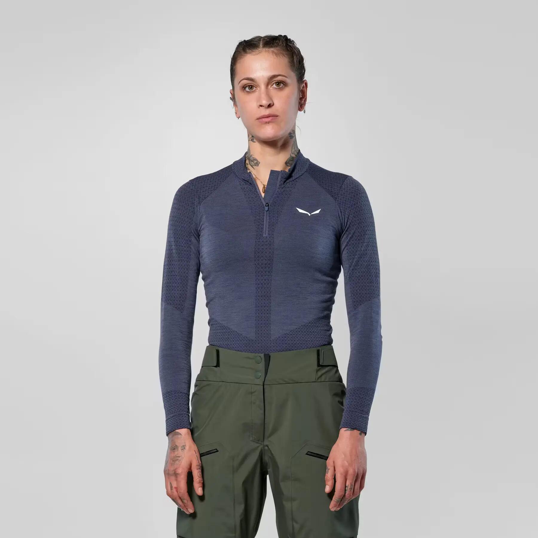 Maglia con zip a metà da donna Salewa Zerbu Med Warm AMR 3/5