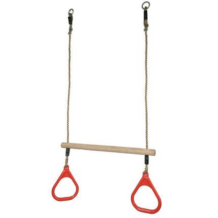 Trapèze balançoire en bois avec anneaux de gymnastique pour enfant pour structu
