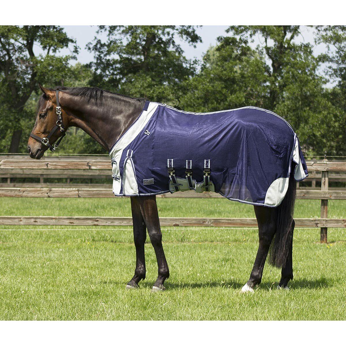 Couverture anti mouche avec couvre-cou et bonnet pour cheval QHP 4/4