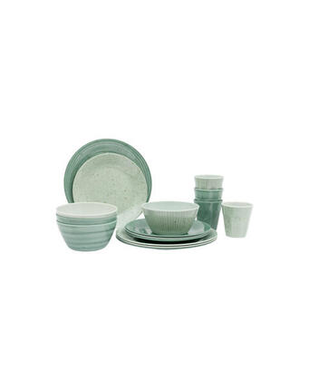 Essgeschirr - 100% Melamin - 16 Teile - Mix & Match - Grün
