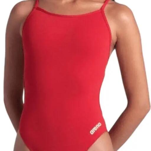 Arena Team Back Lace Swimsuit, Plain Red, Women's