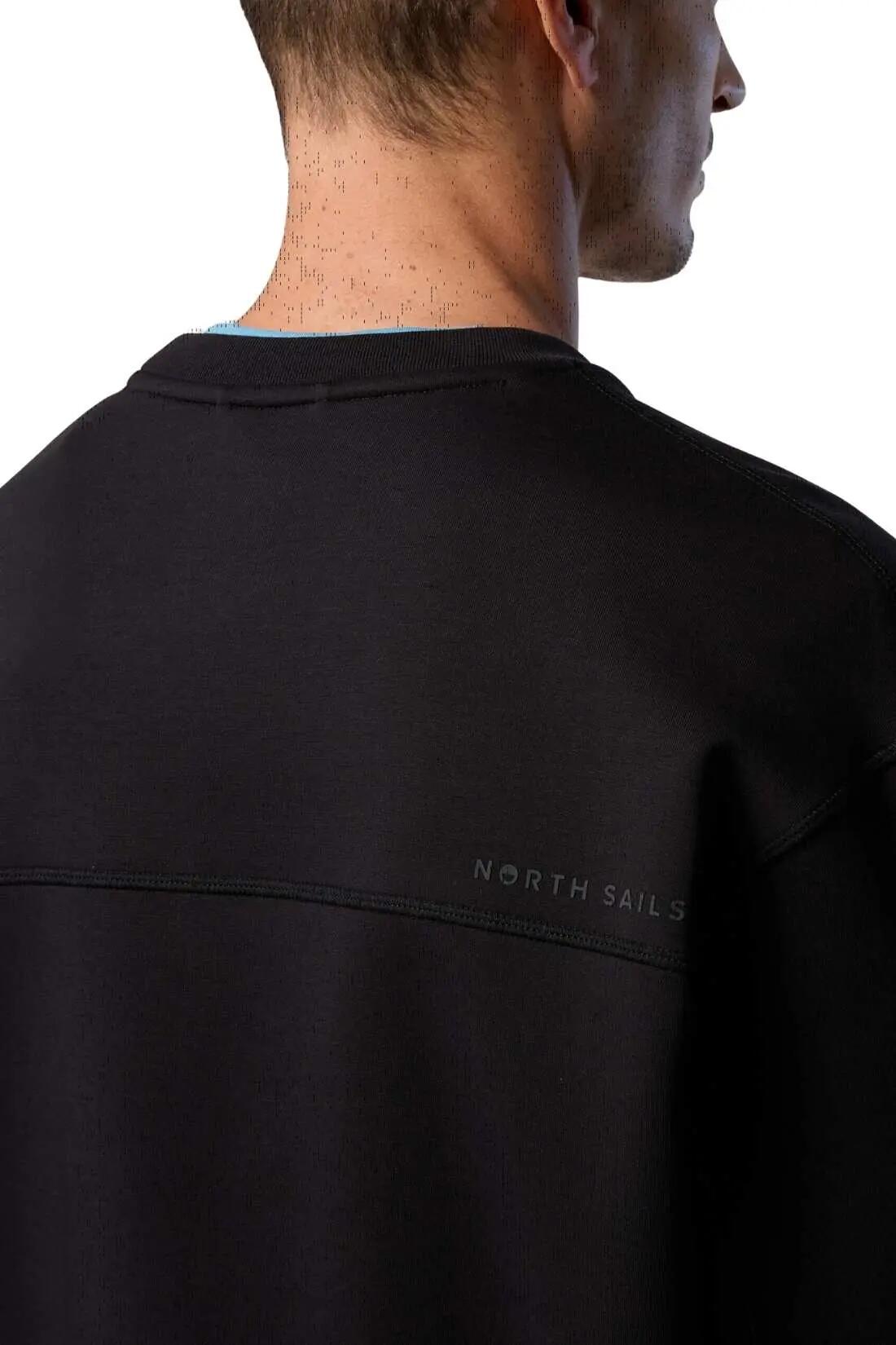 Pull col rond - Sportswear - Homme - Coupe relaxed, mélange coton - Noir 2/4