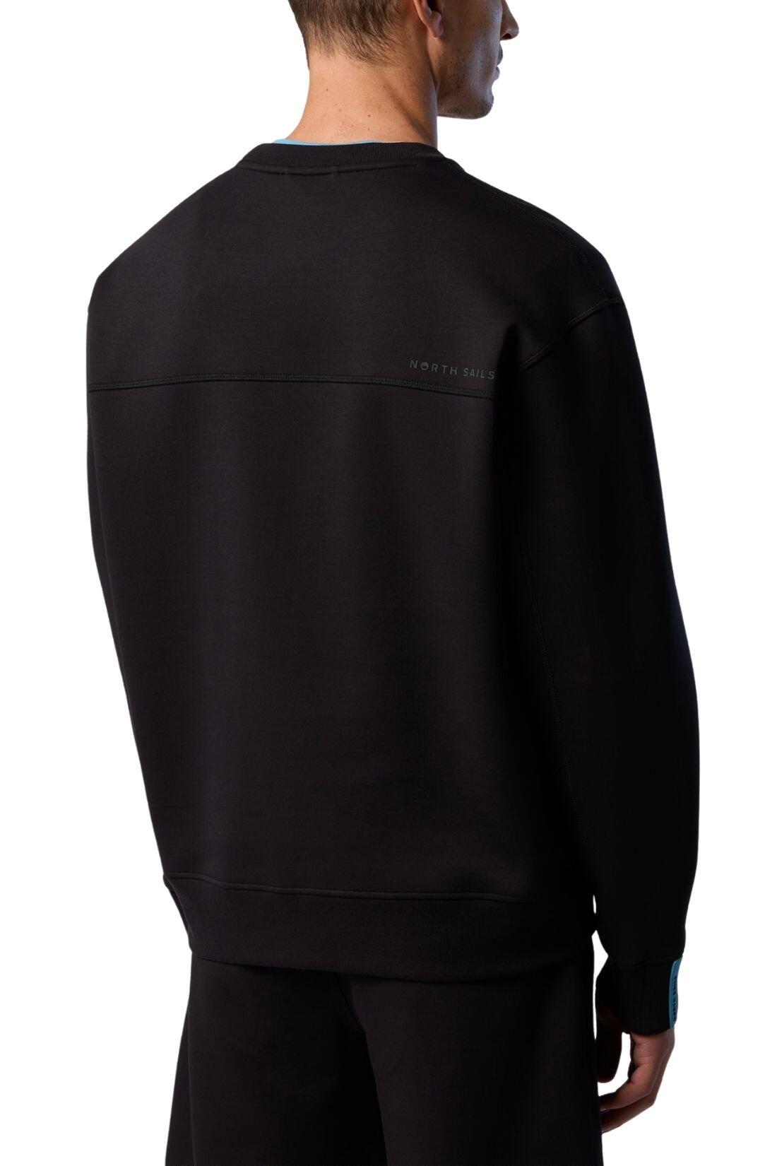 Pull col rond - Sportswear - Homme - Coupe relaxed, mélange coton - Noir 4/4
