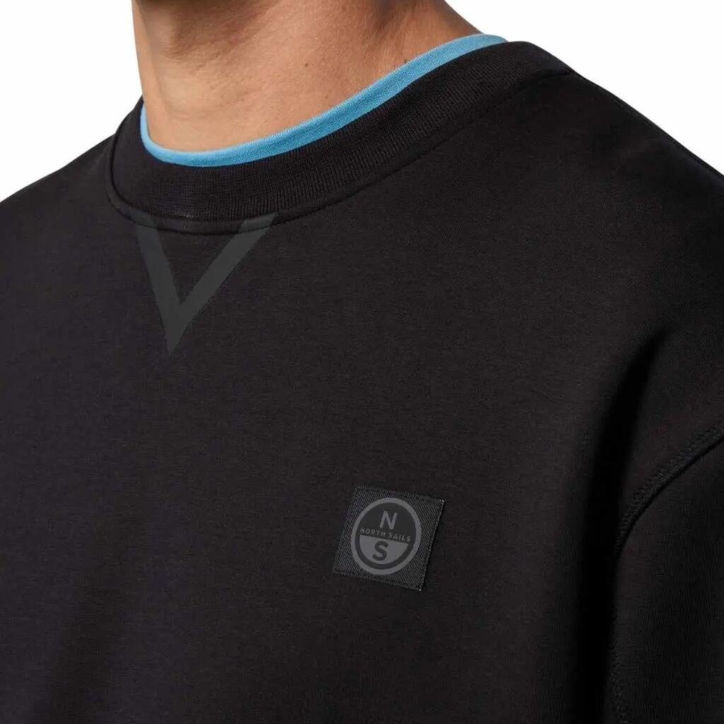 Men crew neck sweatshirt cotton blend - black
