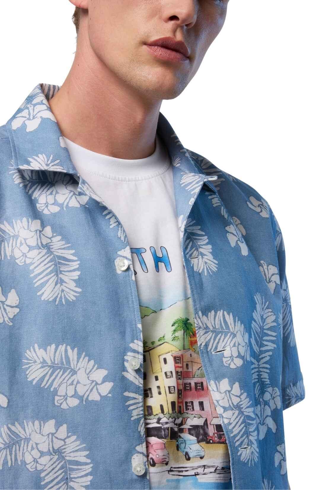 Camicia uomo in cotone e lino con stampa all-over 2/4