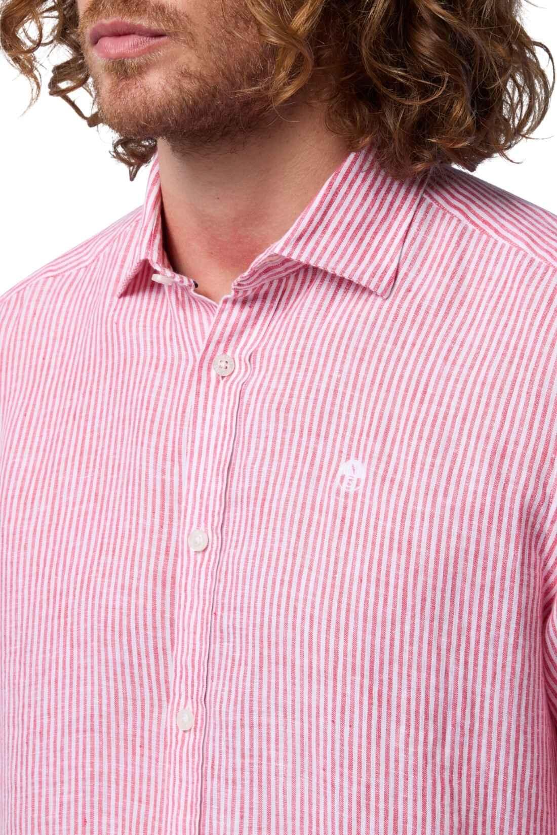 Camicia di lino uomo a righe 2/4