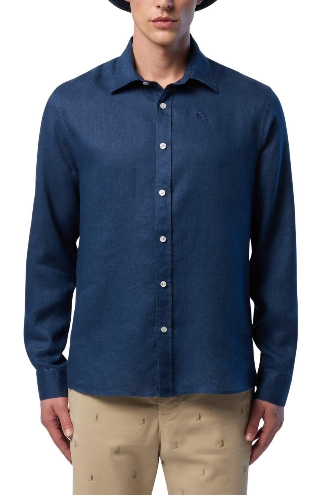 Camicia di lino uomo con logo 2/3