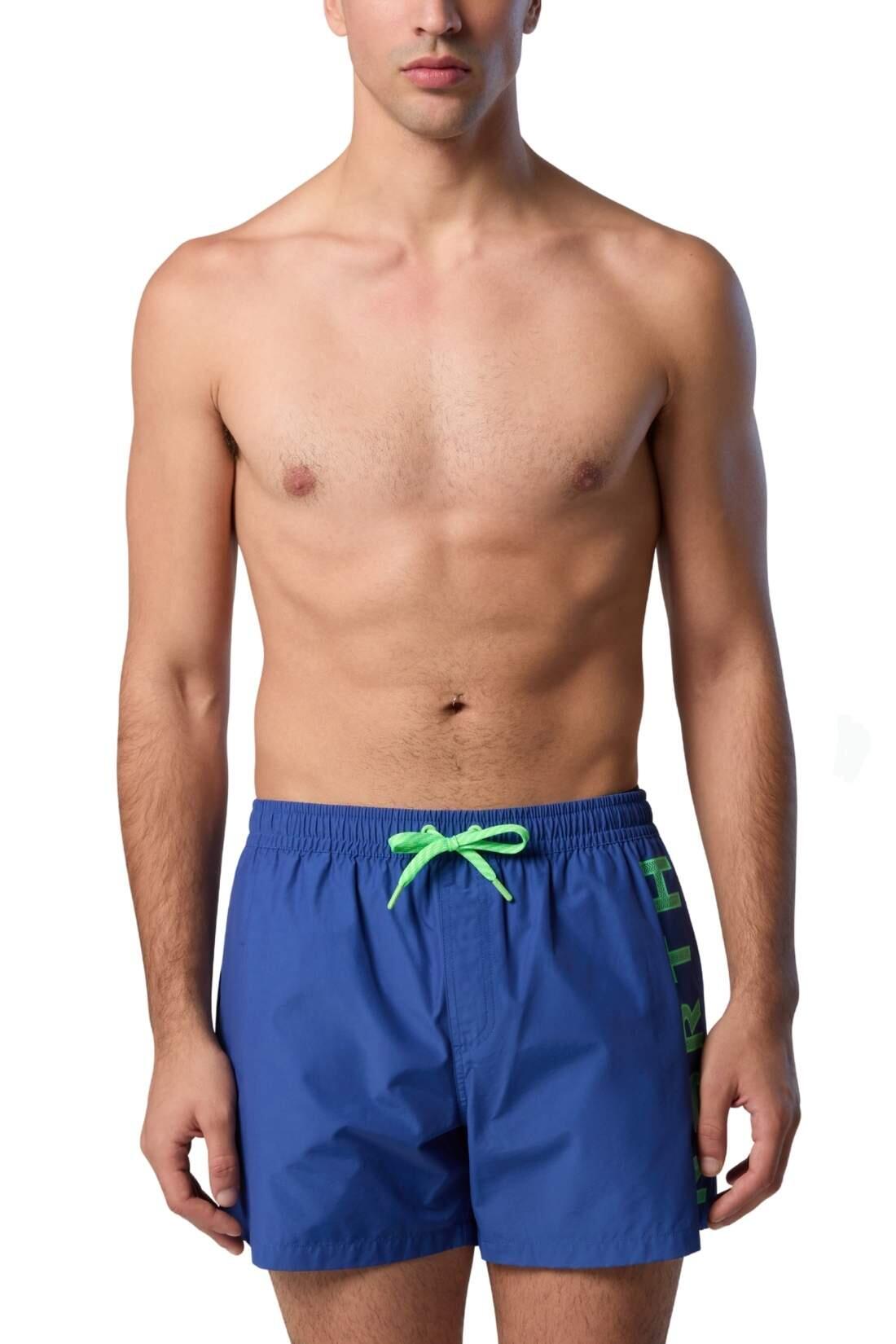 Shorts mare uomo con logo lineare 3/4