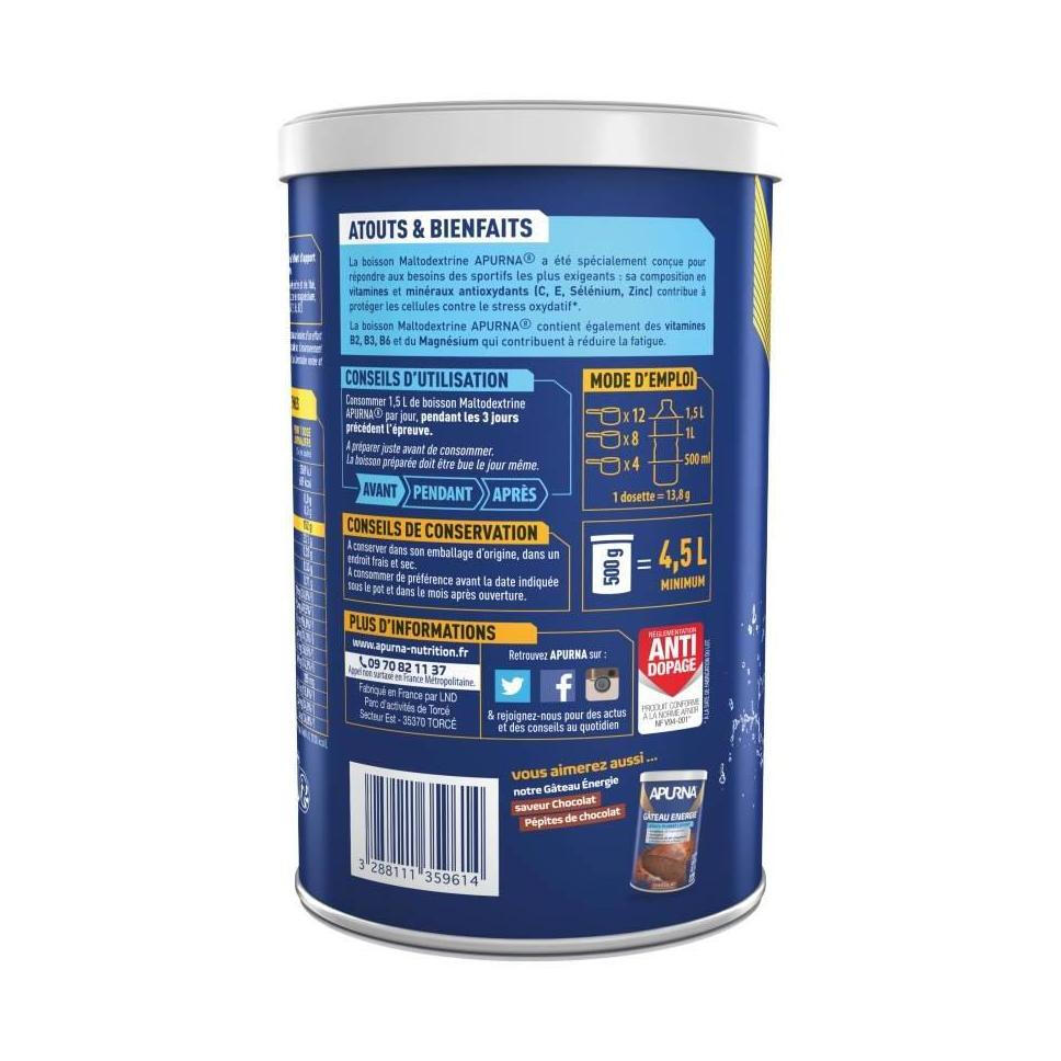 Complément alimentaire thé pêche Apurna Maltodextrine 3/4