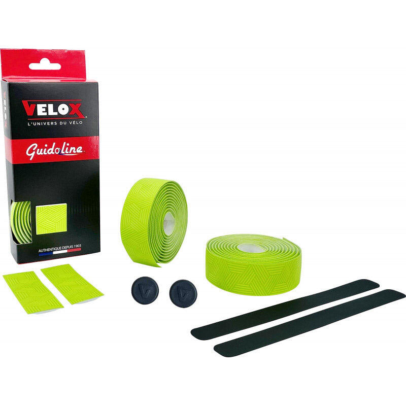 GORIX Bar Tape Guidon Vélo 2 Couleurs + 2 Bouchons - Ruban Route VTT Confort Grip (Vert)
