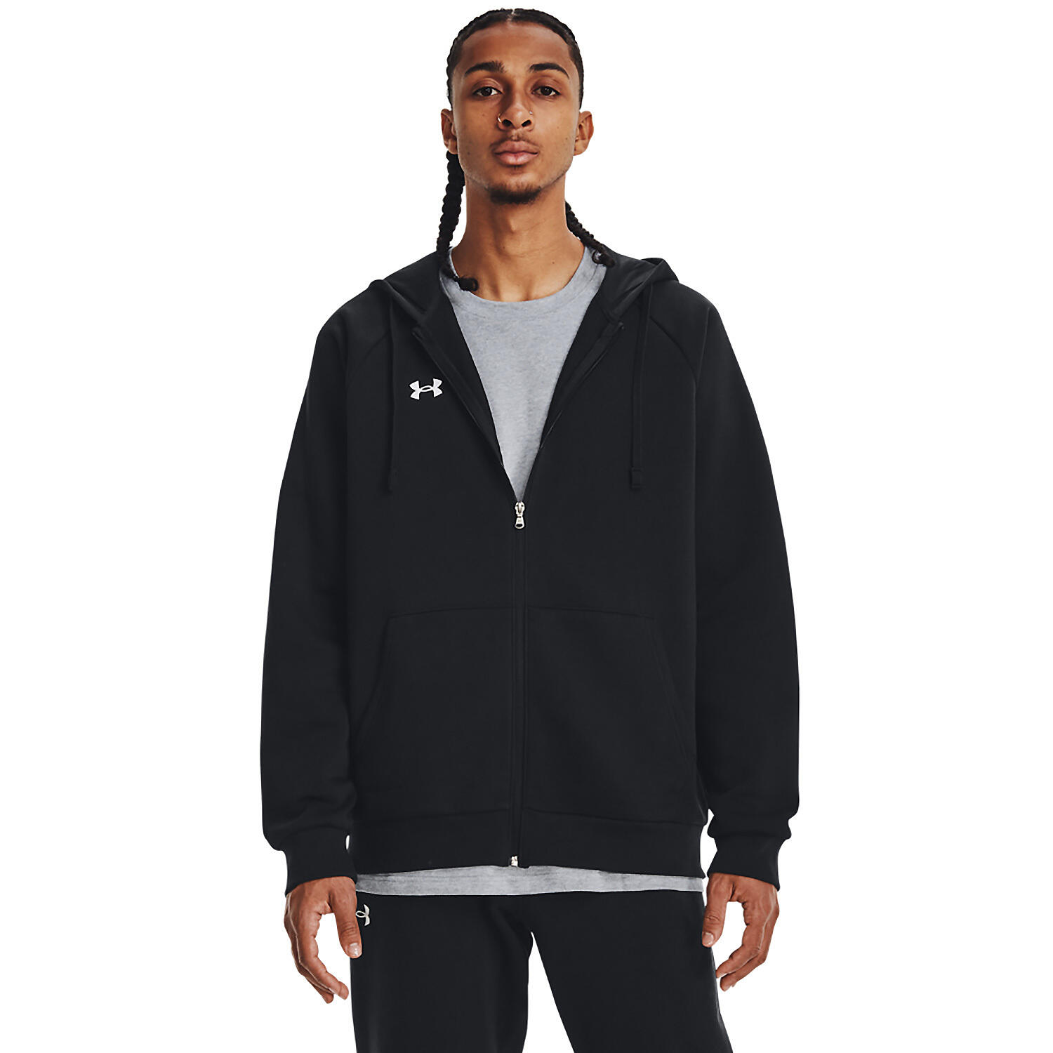 Kap Under Armour UA Rival Fleece FZ, Zwart, Mannen 3/6
