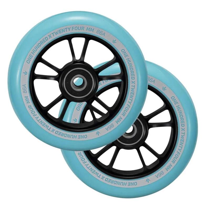 Roți Trotinetă - 10 spițe - 100 mm - Negru/Turcoaz - Blunt Scooters