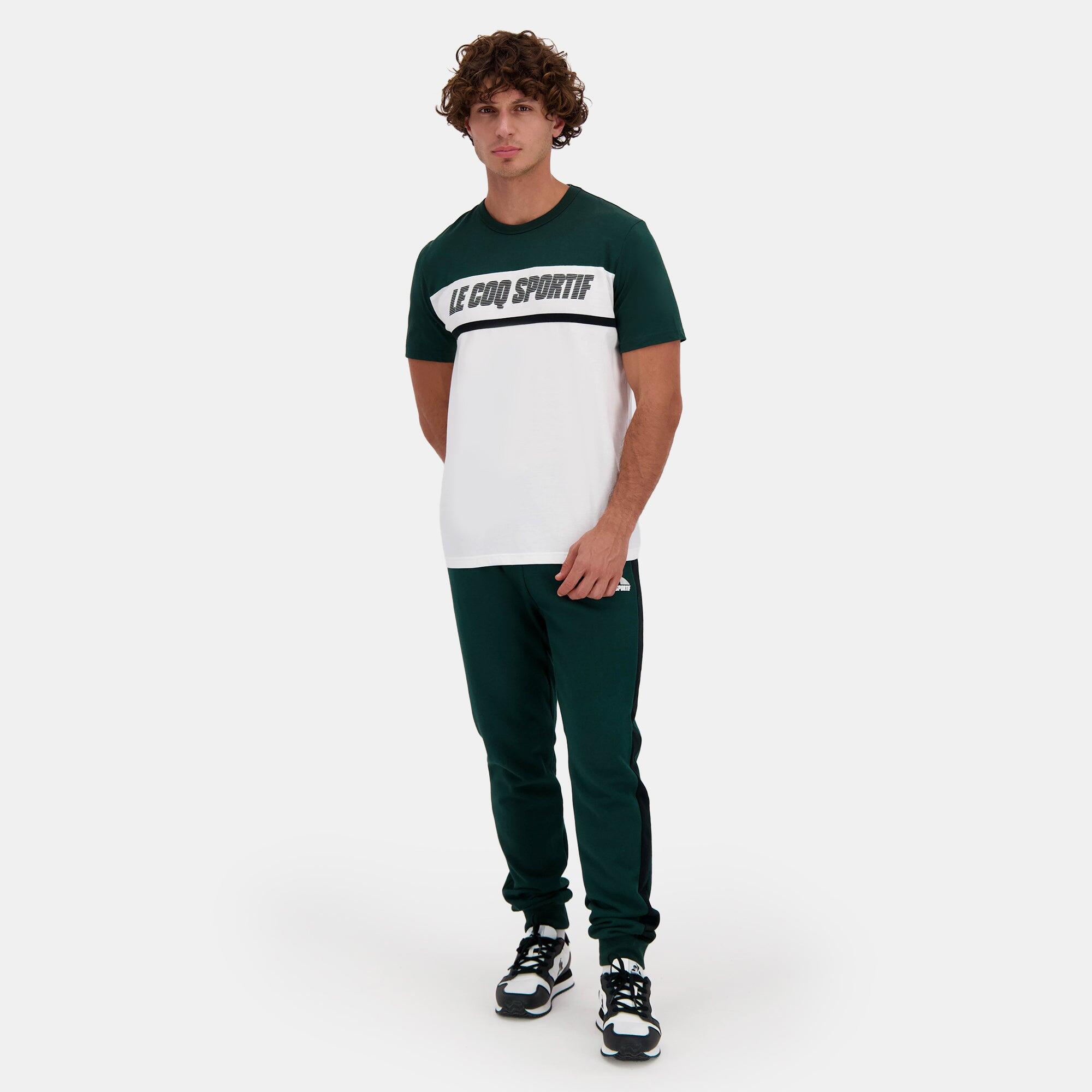 T-Shirt Vert/Blanc Homme Le Coq Sportif Contemporain 5/5