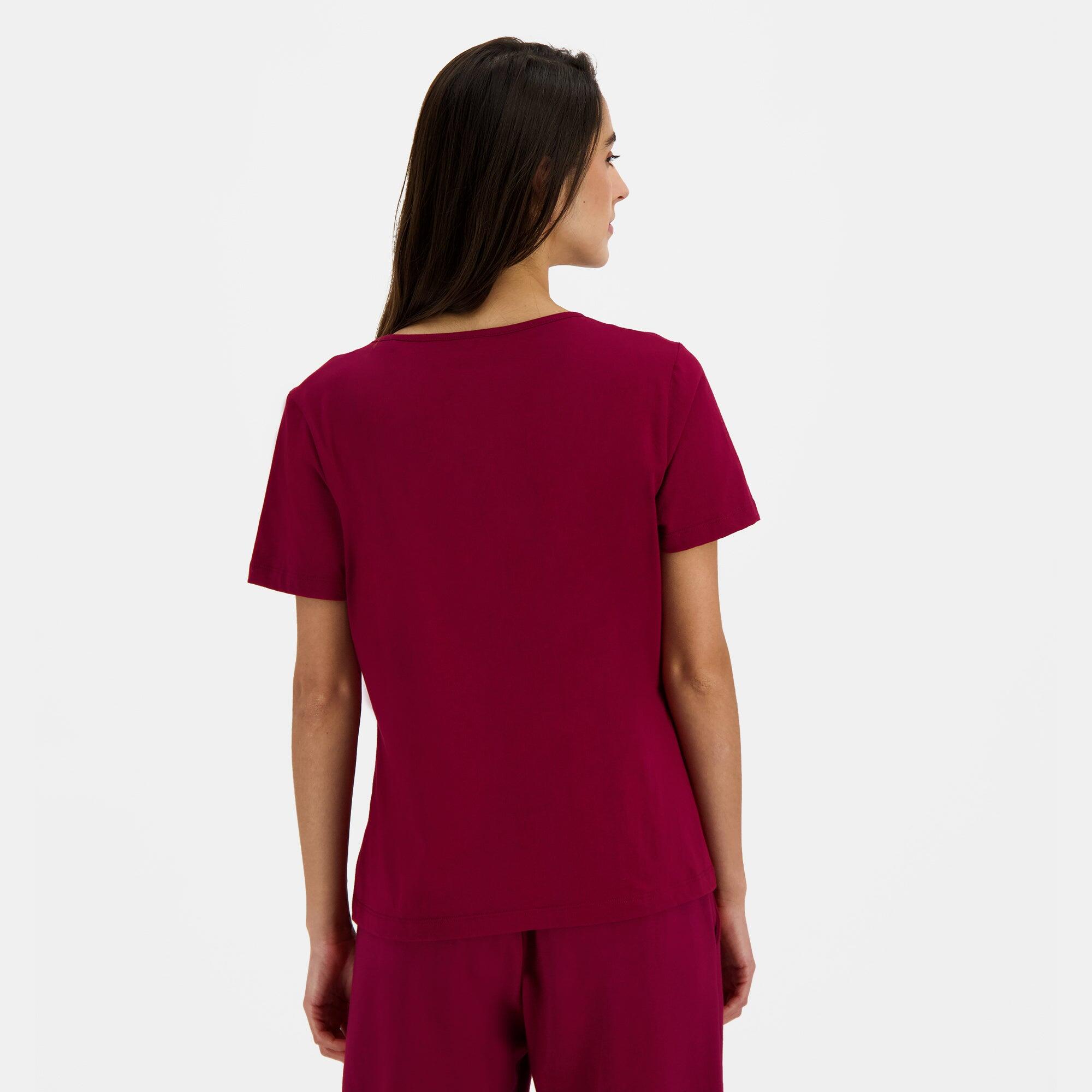 Le Coq Sportif Heritage Bordeaux Rood Dames T-Shirt 4/5