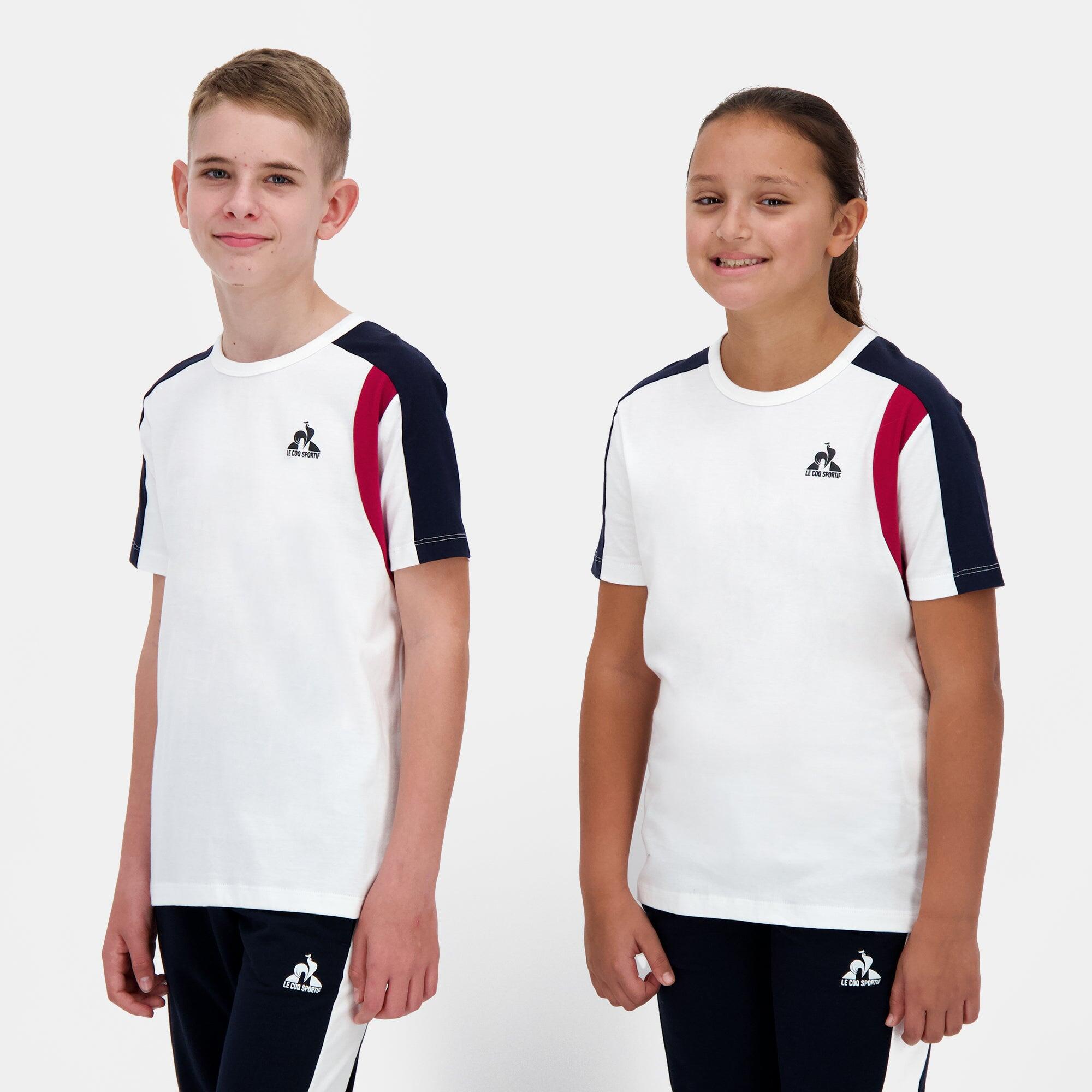 Le Coq Sportif Jongens T-Shirt Wit/Marineblauw Tri 5/5