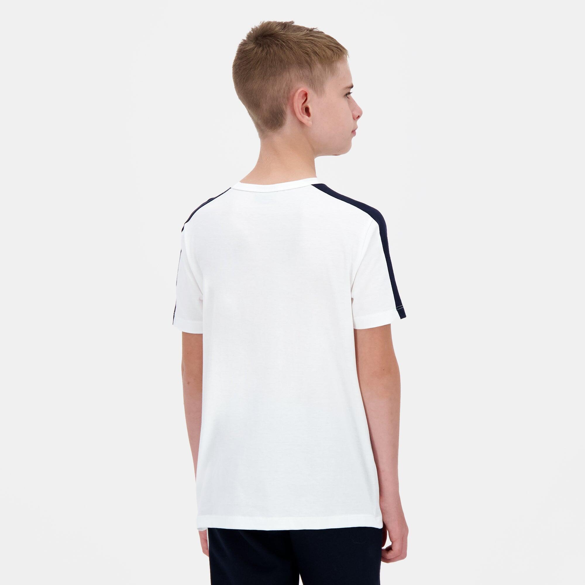 Le Coq Sportif Jongens T-Shirt Wit/Marineblauw Tri 4/5