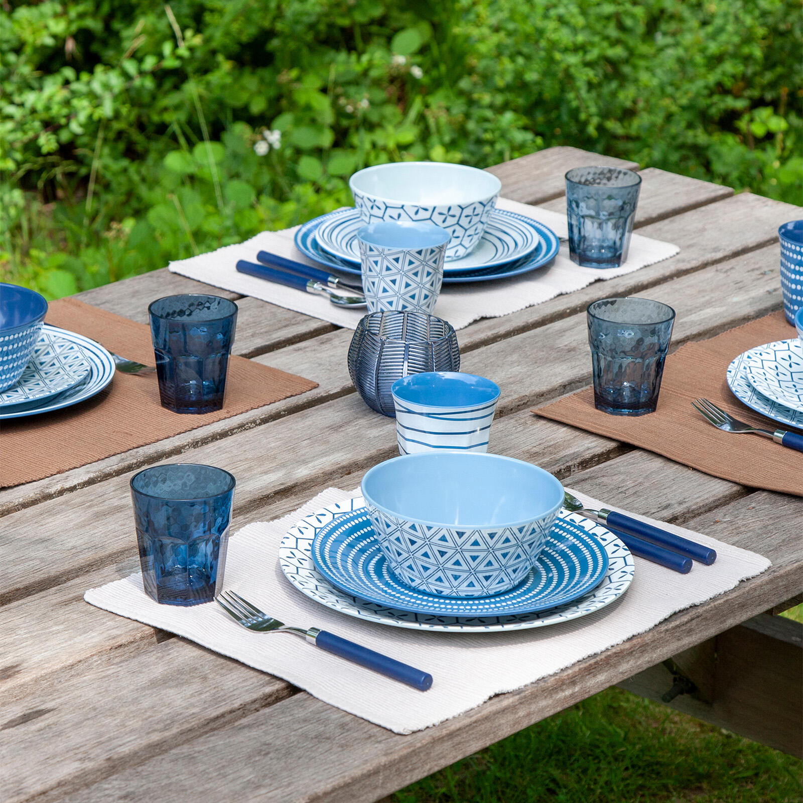 Vaisselle - Mix & Match - Mélamine - 16 Pièces - Bleu/Blanc 3/7