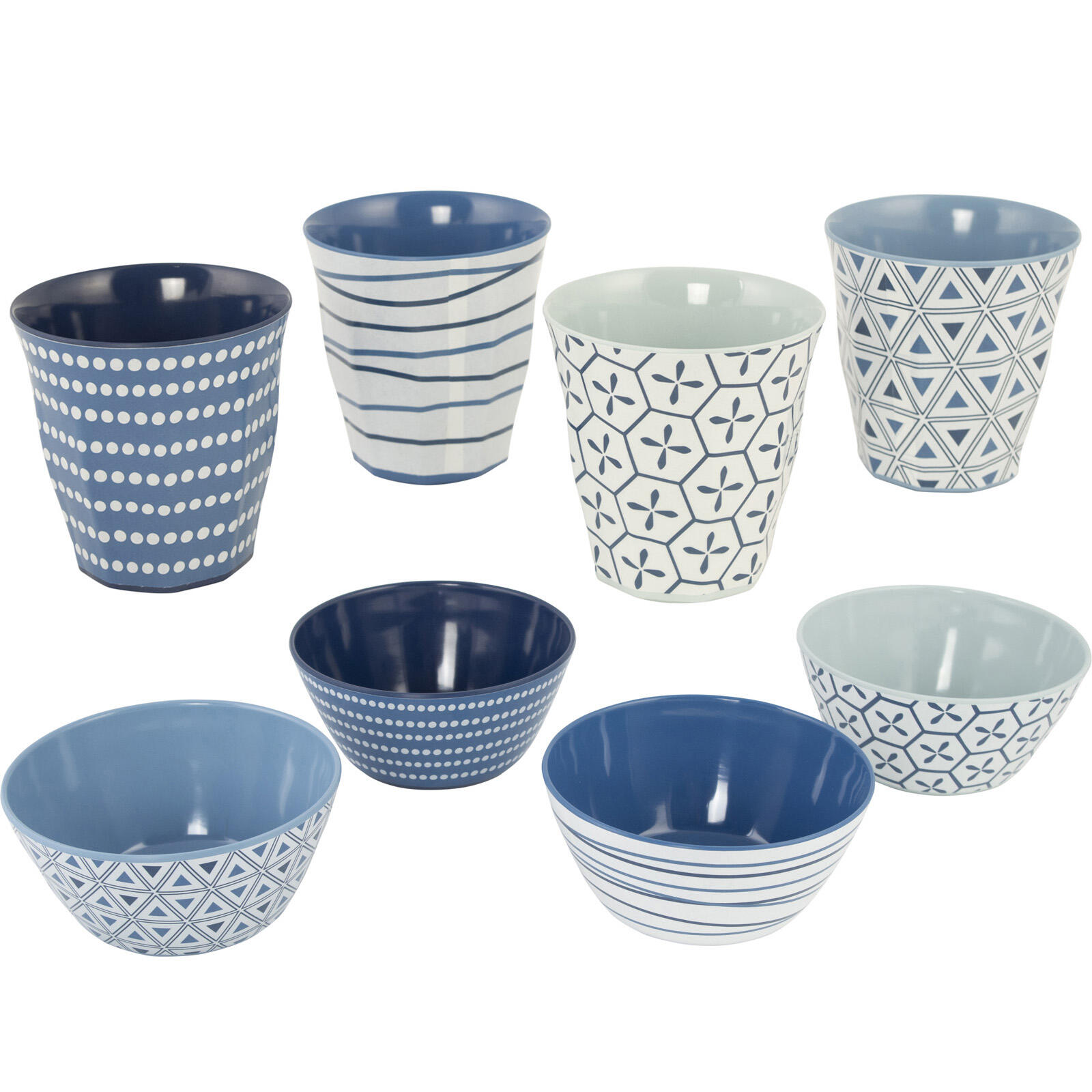 Vaisselle - Mix & Match - Mélamine - 16 Pièces - Bleu/Blanc 2/7