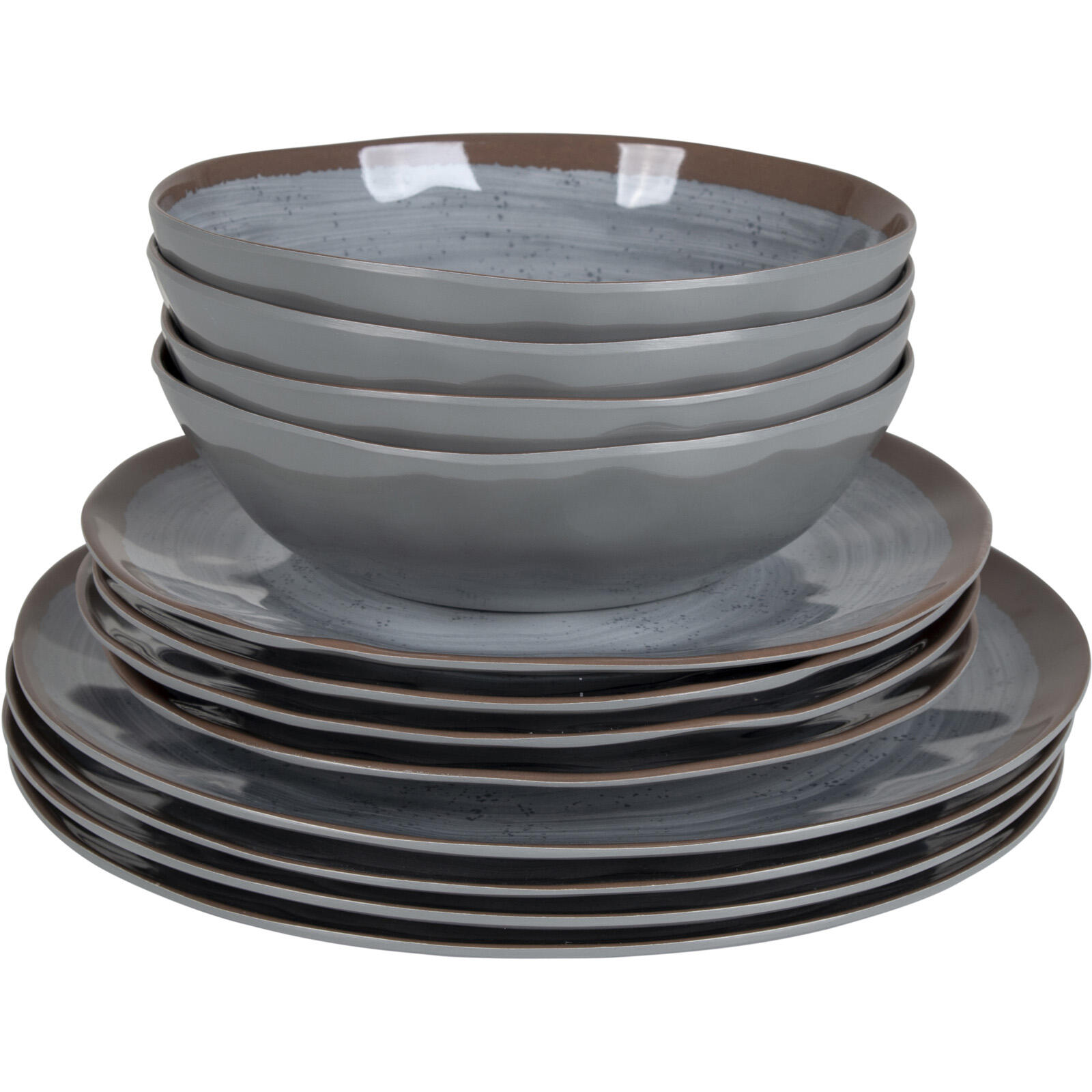 Vaisselle - Halo - Mélamine - 12 Pièces - Gris 2/7