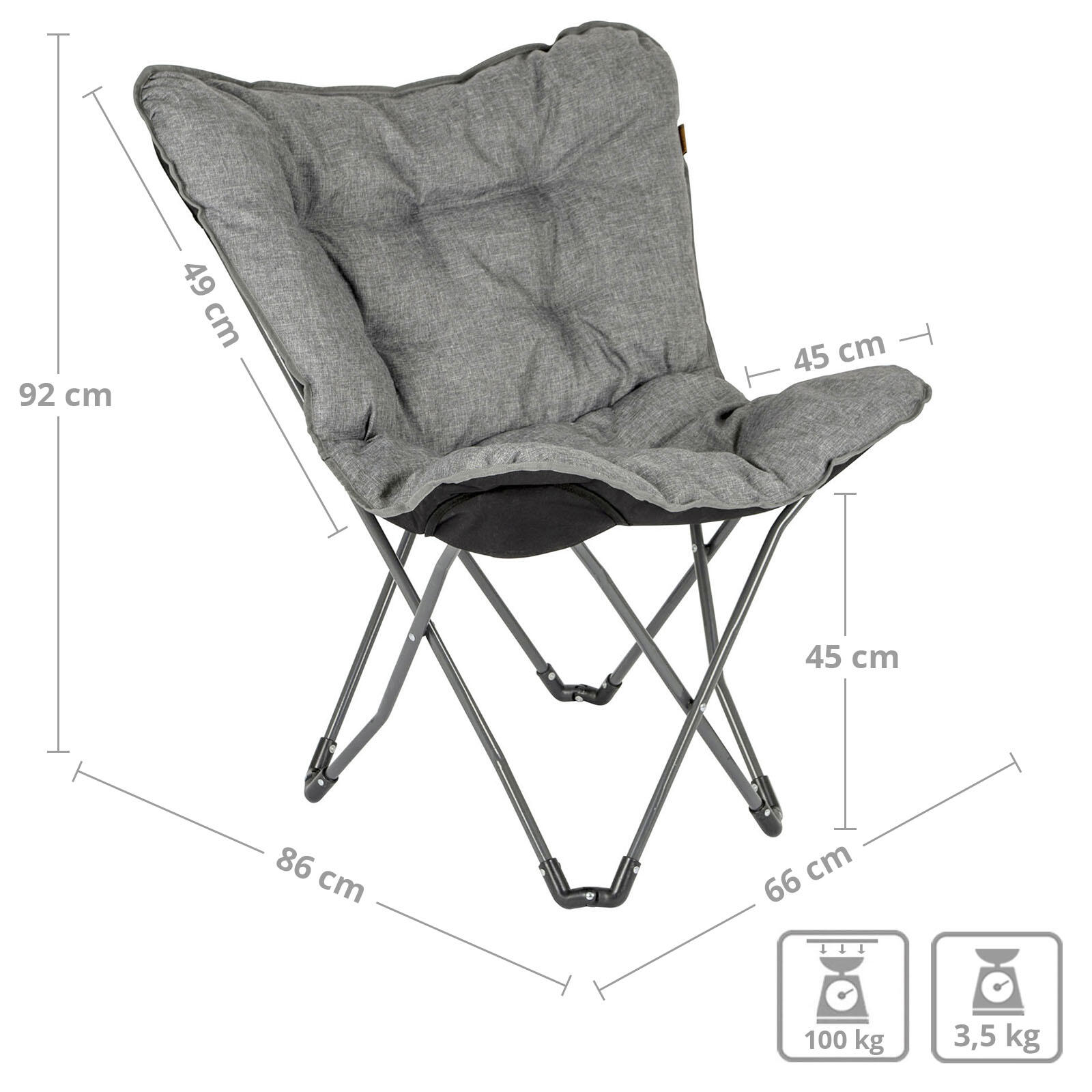 Urban Outdoor - Vlinderstoel - Redbridge - Oxford polyester - Grijs 2/7