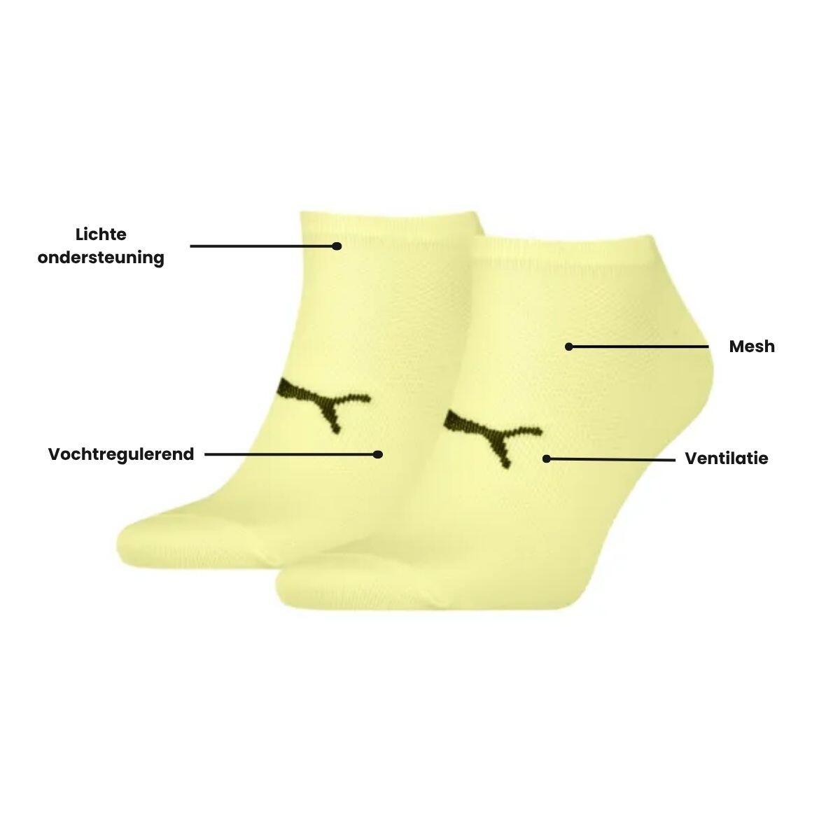 Socquettes de sport unisexes légères Jaune PUMA (lot de 2 paires) 2/3