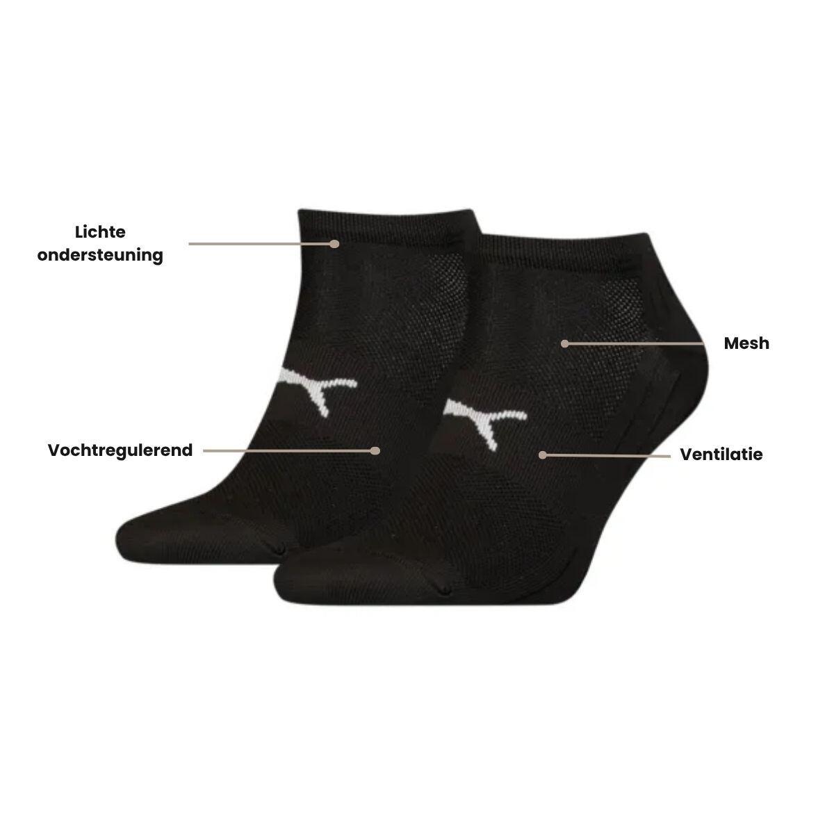 Socquettes de sport unisexes légères Noir PUMA (lot de 2 paires) 2/3