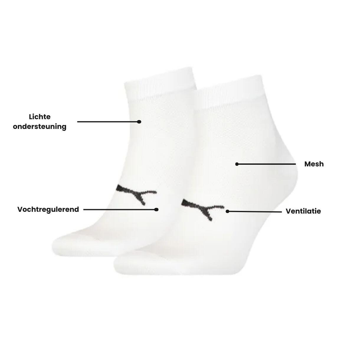 Chaussettes basses unisexes légères Blanche PUMA (lot de 2 paires) 2/3