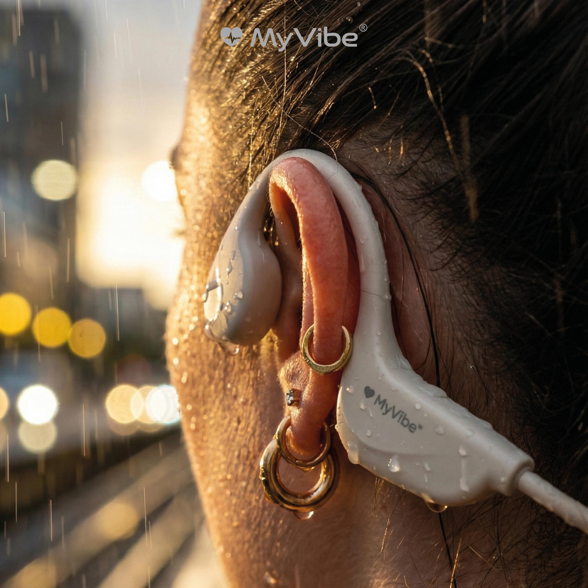 Fones de ouvido Bluetooth com condução óssea - Is Strong bege 3/9