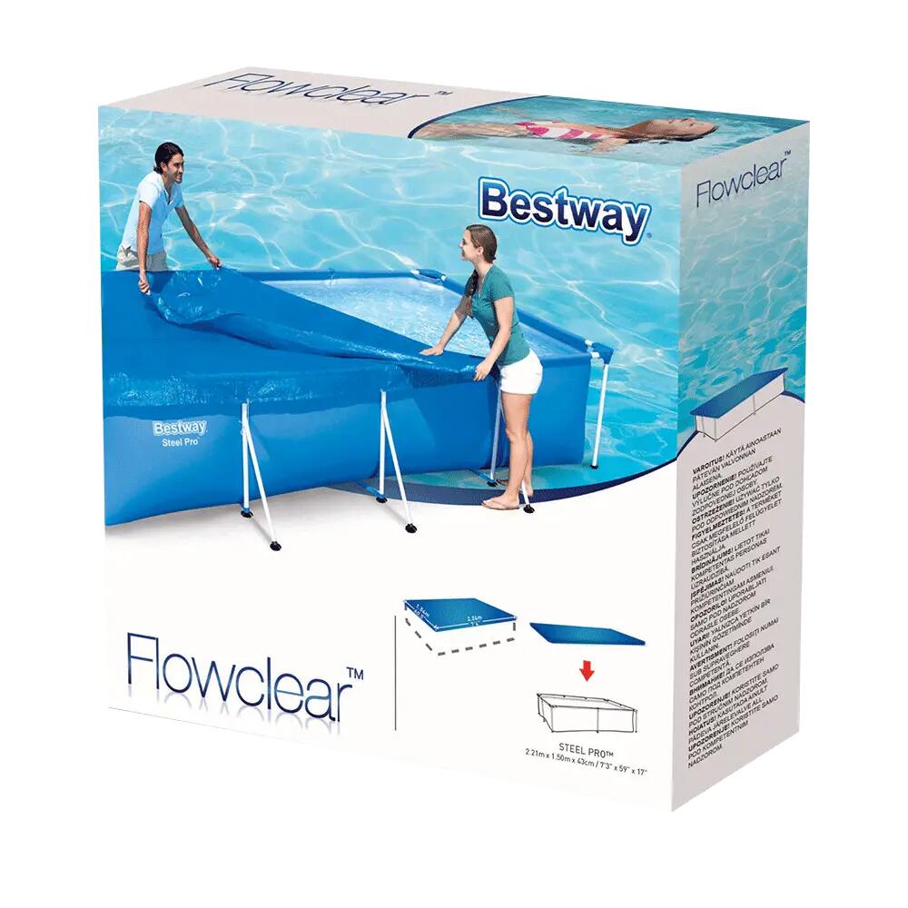 Bestway Flowclear Piscine Rectangulaire Bâche de Couverture 221 x 150 cm 5/5