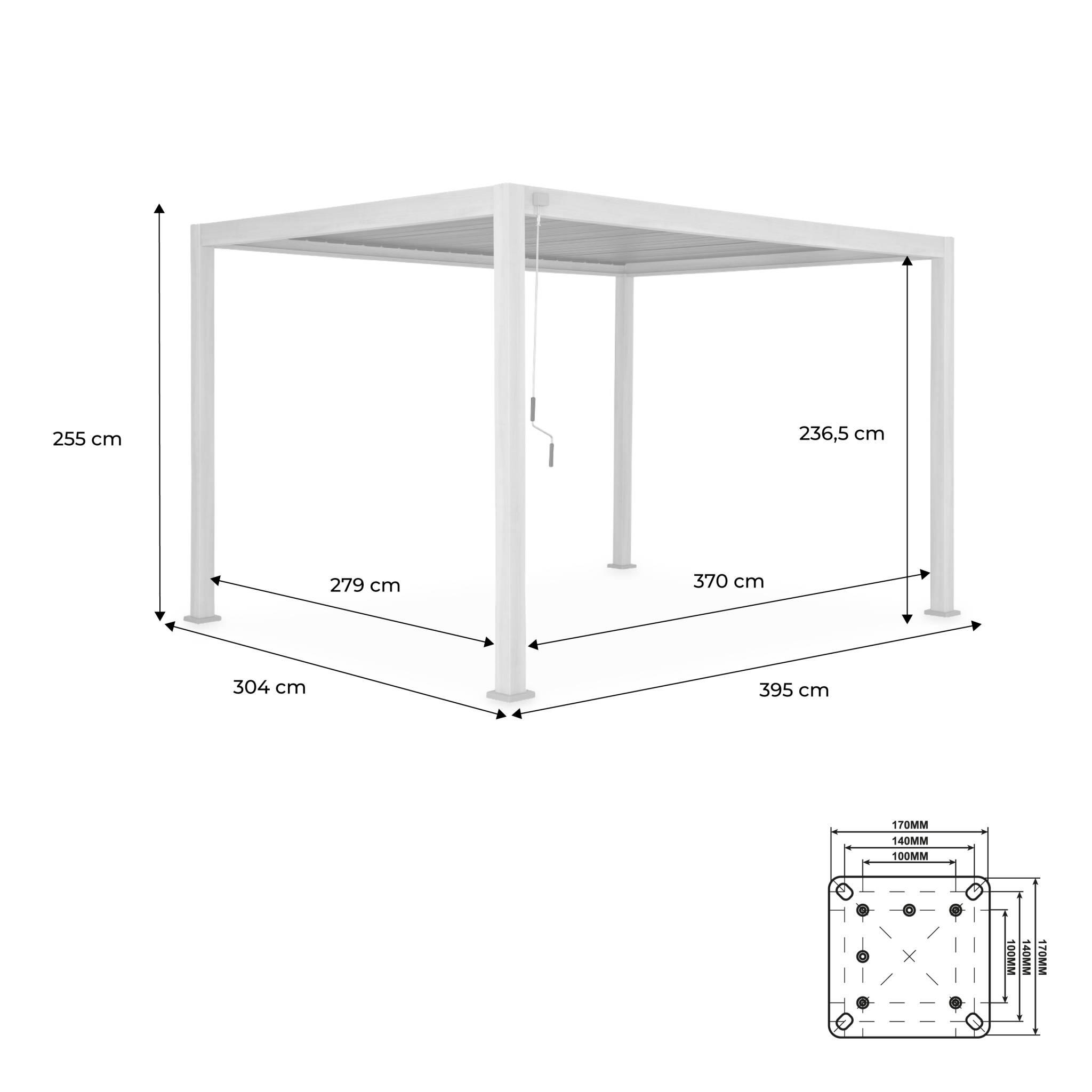Pérgola bioclimática 3x4m de aluminio con lamas orientables, Antracita 4/6