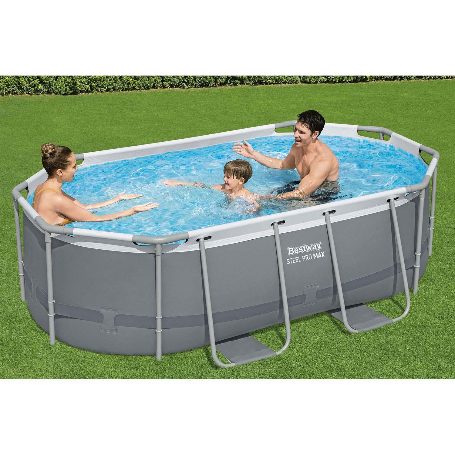 Basen stelażowy ogrodowy Bestway 305x200x84 cm owalny zestaw 17w1 4/7