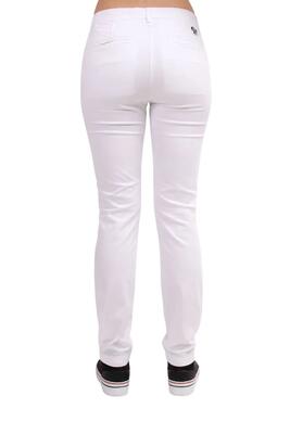 Broek - sportswear - dames chino - slim fit, logodetail - wit