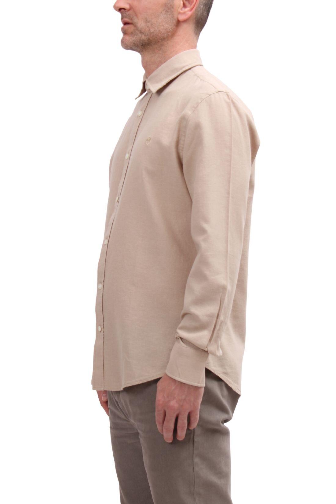 Camisa de lino mezcla - Sportswear - Hombre - Manga larga, regular fit - Beige 4/4