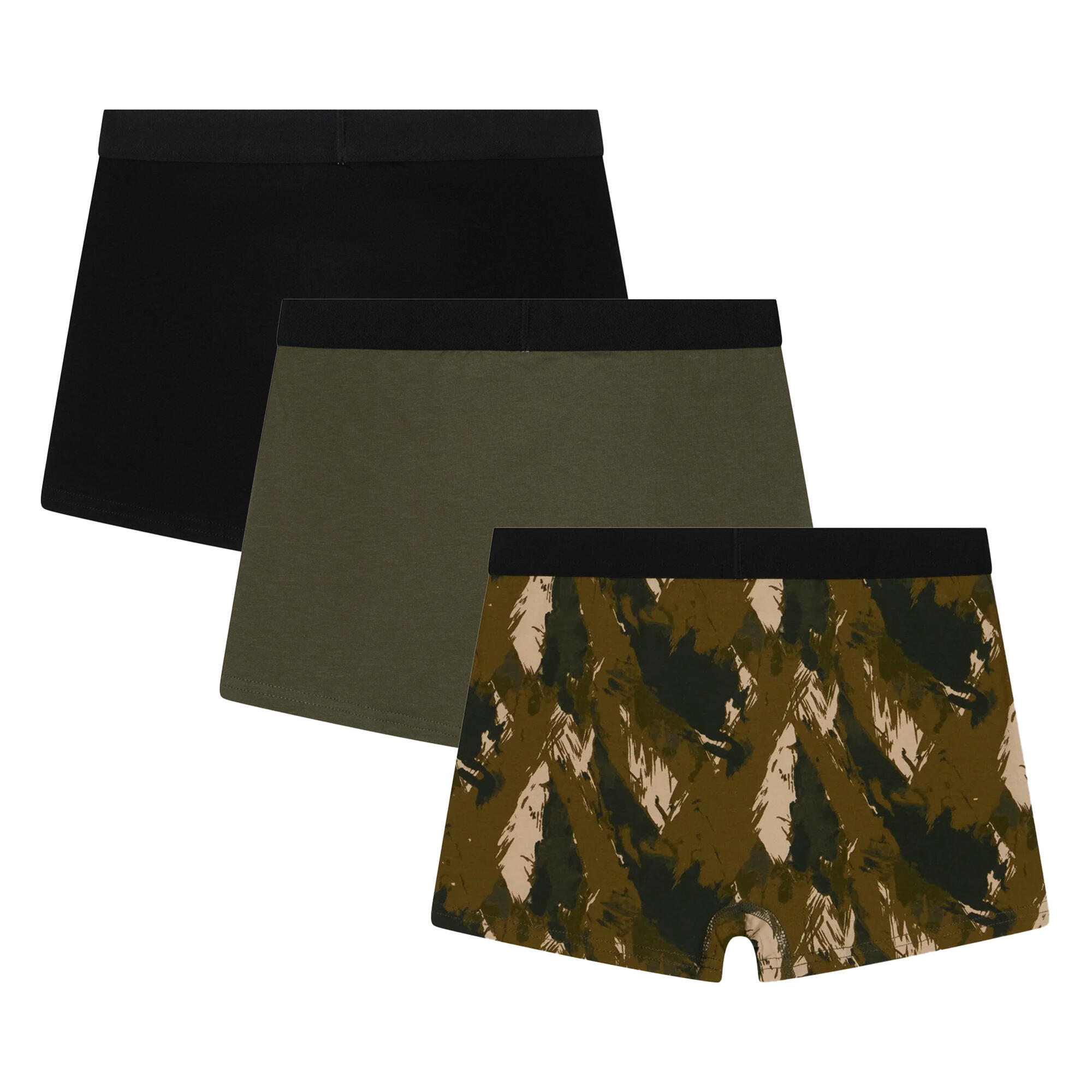 HYPE - 3 Boxers Garçon Noir Olive Imprimé Sous-vêtements Doux Respirants 2/5