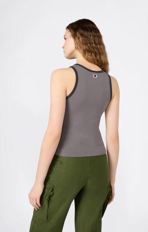 Champion Canotta ringer donna con grafica Top senza maniche in cotone Grigio S 2/2