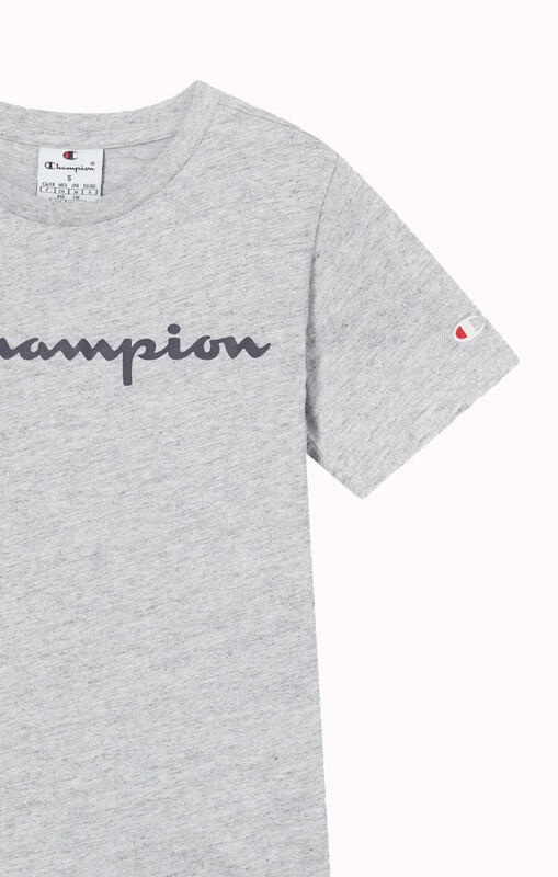 Champion Script Shop - Maglietta a Maniche Corte da Ragazzo,Grigio12A 3/3
