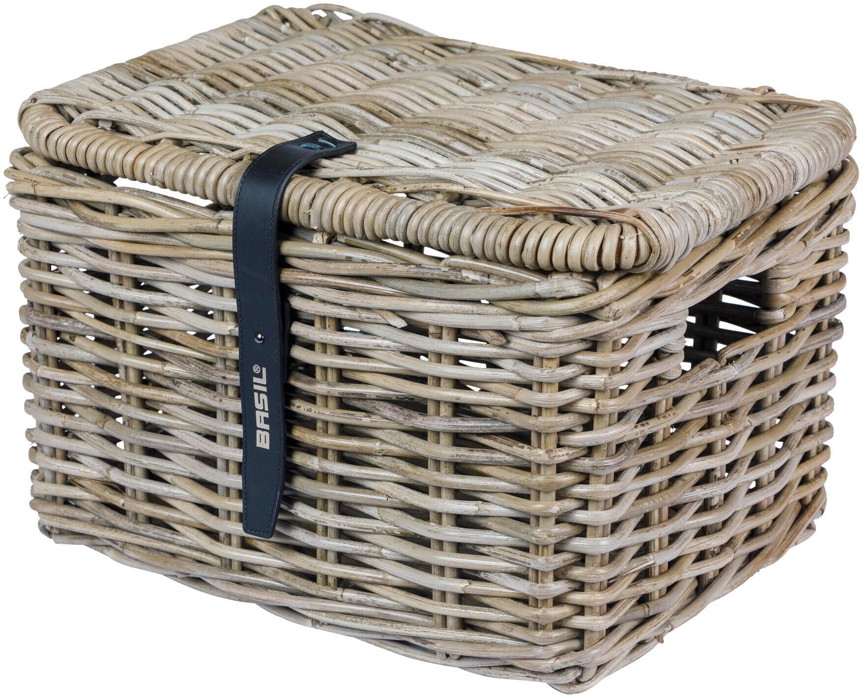 Basil Dax S fietsmand rotan met deksel grijs 2/2
