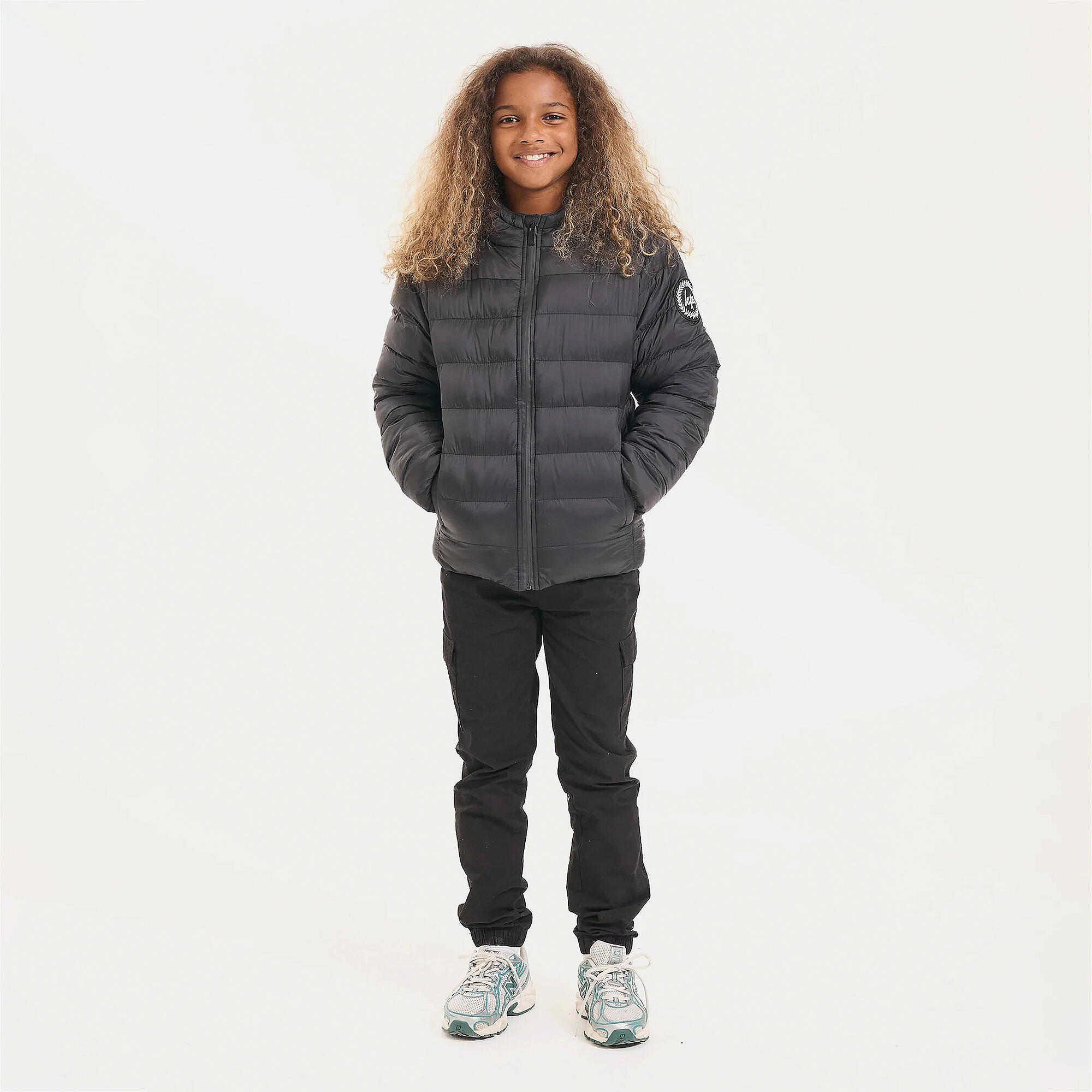 HYPE - Doudoune enfant noire capuche chaude matelassée coat 3/5