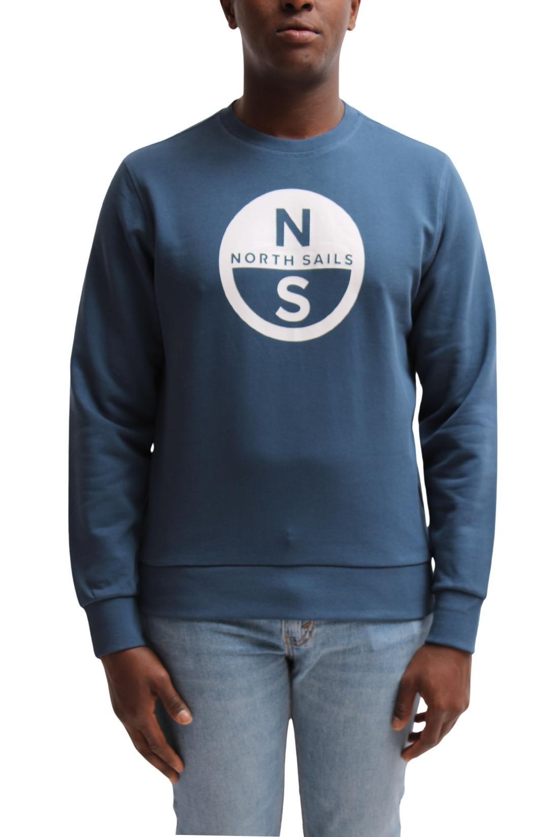 Sudadera de hombre - Sportswear - Jersey cuello redondo - algodón 100% - Azul 3/4