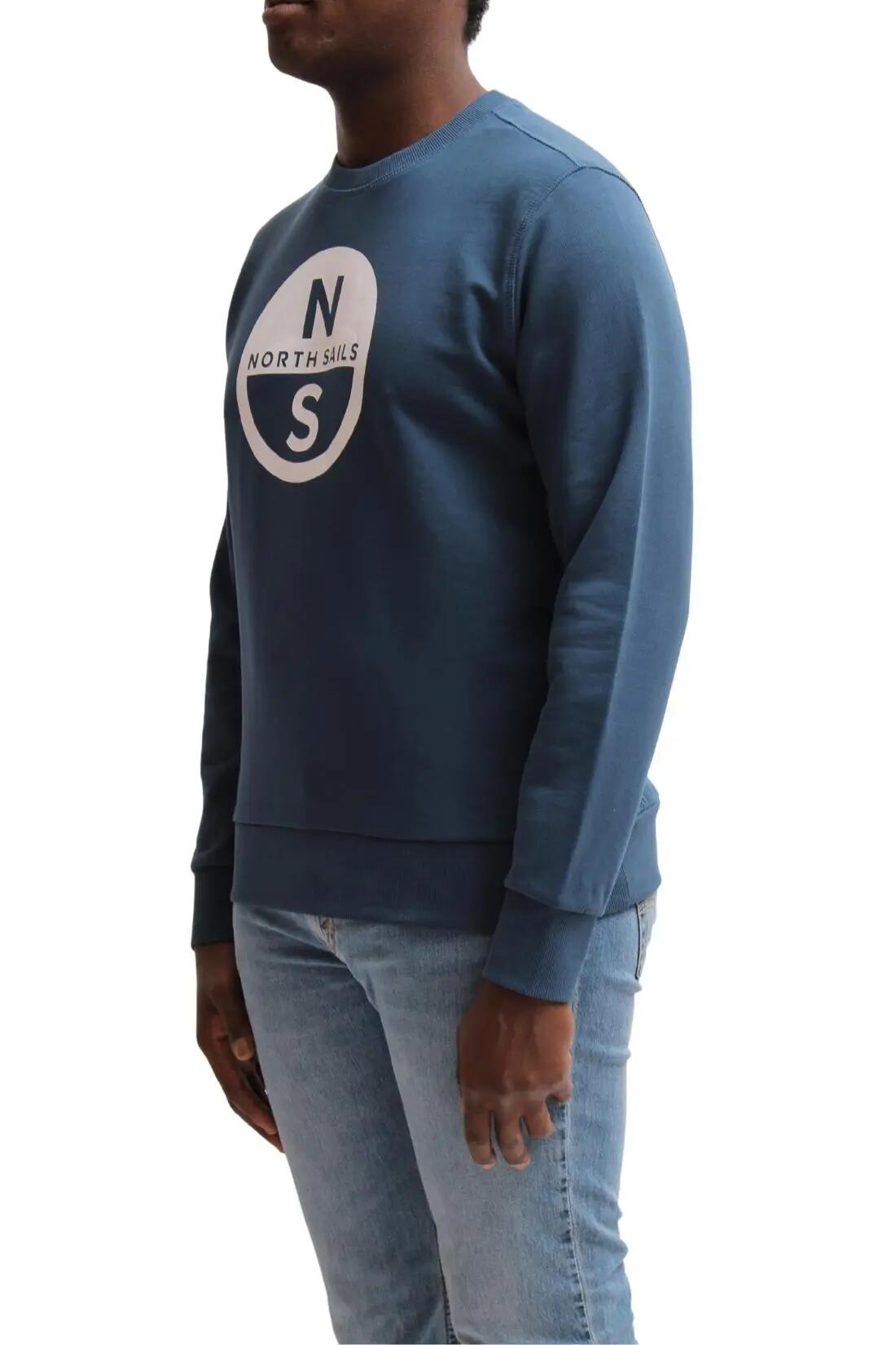 Sudadera de hombre - Sportswear - Jersey cuello redondo - algodón 100% - Azul 4/4